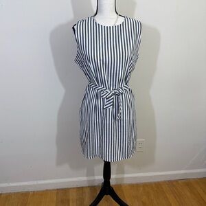 Blue and white striped dress   Has an attached belt. Full zipper on the back